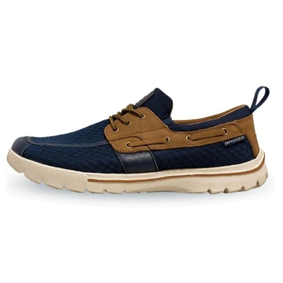 Skuze Other - Skuze Del Marina Comfort Shoes Navy Tan Mesh Boat Sneakers Mens 6.5 Womens 8